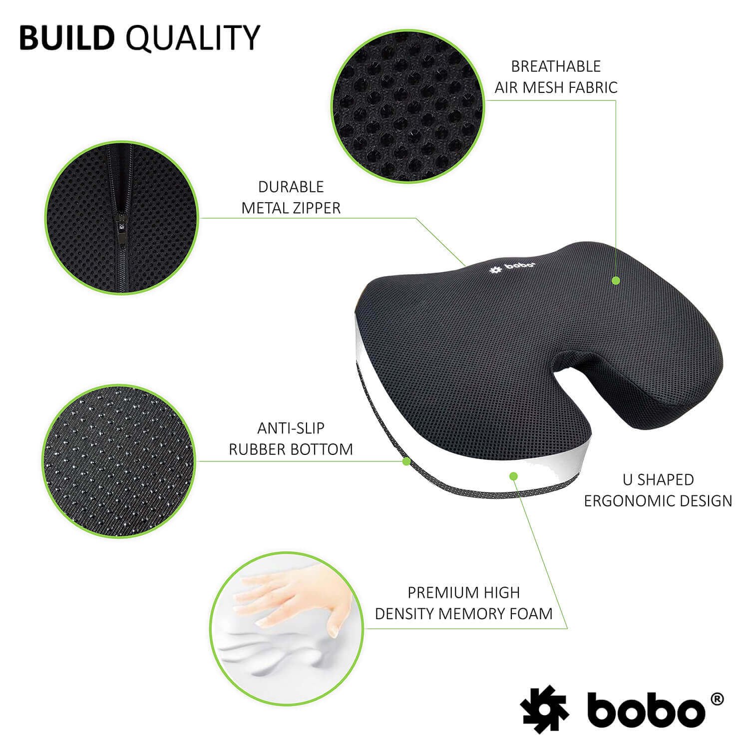 LARROUS Car Memory Foam Heightening Seat Cushion,Tailbone (Coccyx) and  Lower Back Pain Relief Cushion,for Office Chair,Wheelchair and More.