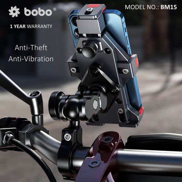 BOBO BM15 Anti-Vibration Metallic Heavy Duty Bike / Cycle Phone Holder Motorcycle Mobile Mount - Image 3