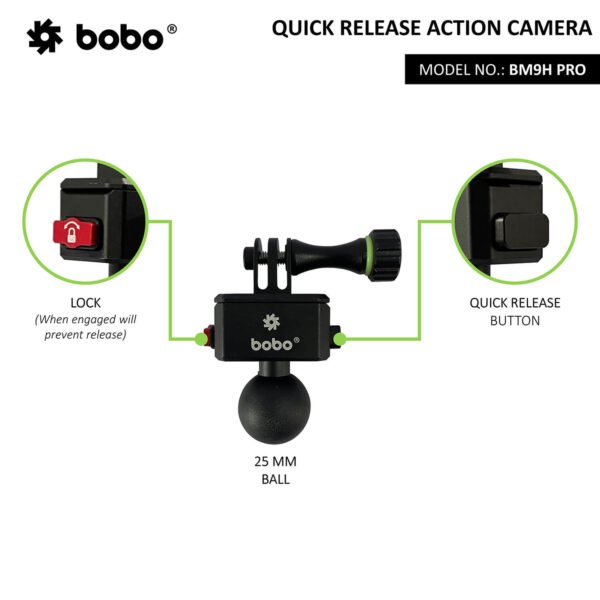 BOBO BM9H PRO - Quick Release Action Camera Mount - Image 3