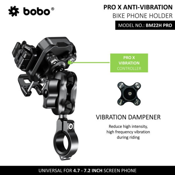BOBO BM22H (or BM22M) PRO Handlebar (or Mirror) Mount Anti-Vibration Anti-Theft Bike / Cycle Phone Holder Motorcycle Mobile Mount - Image 2