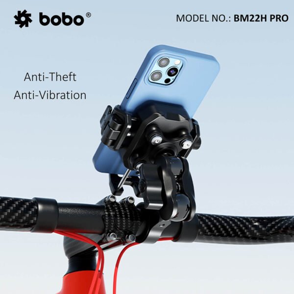 BOBO BM22H (or BM22M) PRO Handlebar (or Mirror) Mount Anti-Vibration Anti-Theft Bike / Cycle Phone Holder Motorcycle Mobile Mount - Image 3