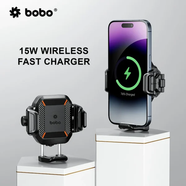 BOBO BM23H (or BM23M) PRO Handlebar (or Mirror) Mount Anti-Vibration Anti-Theft and 15W Wireless / 36W USB-C Charger - Image 5